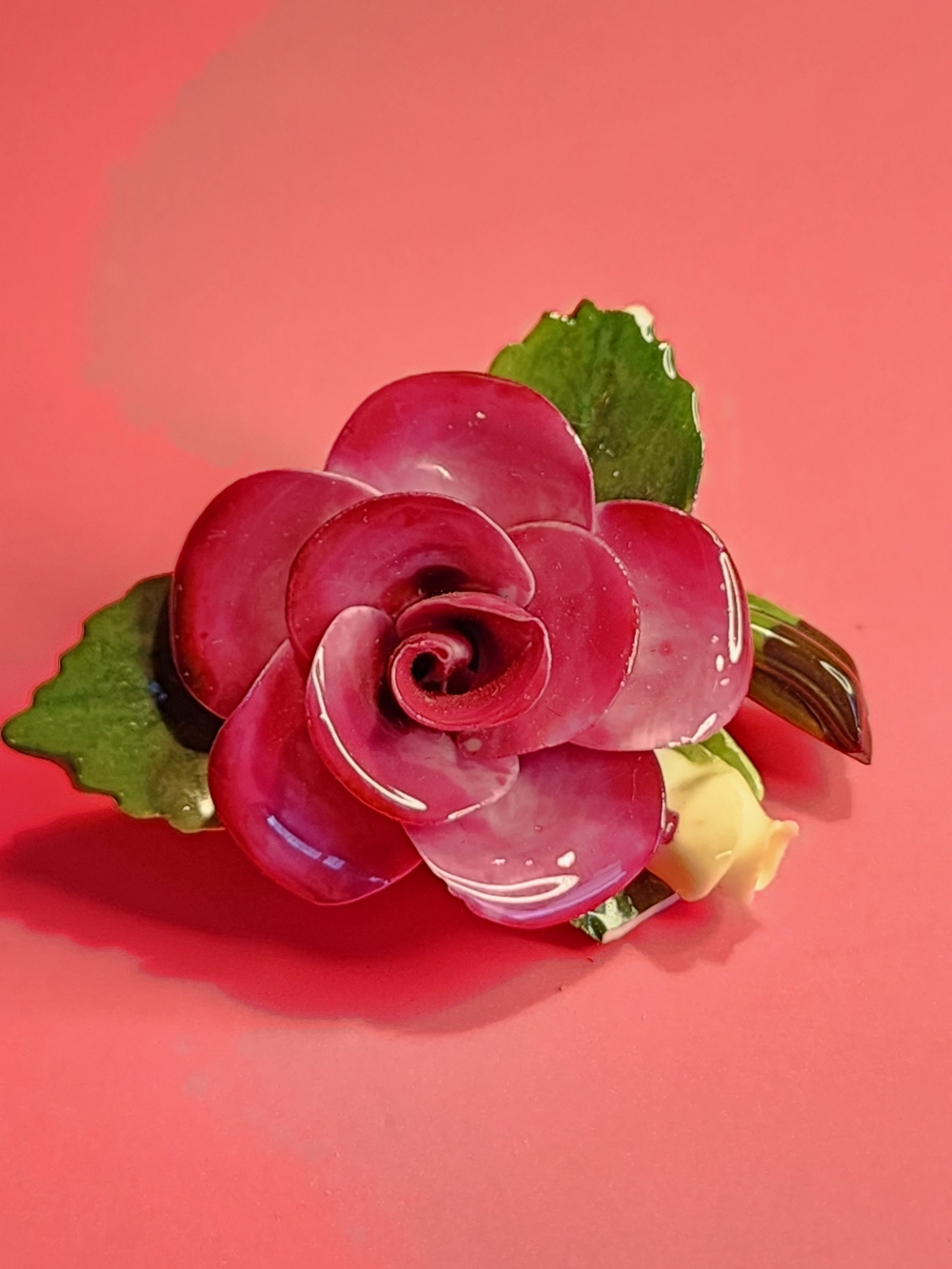 Vintage Pink Rose Bone China Brooch - Women Jewelry